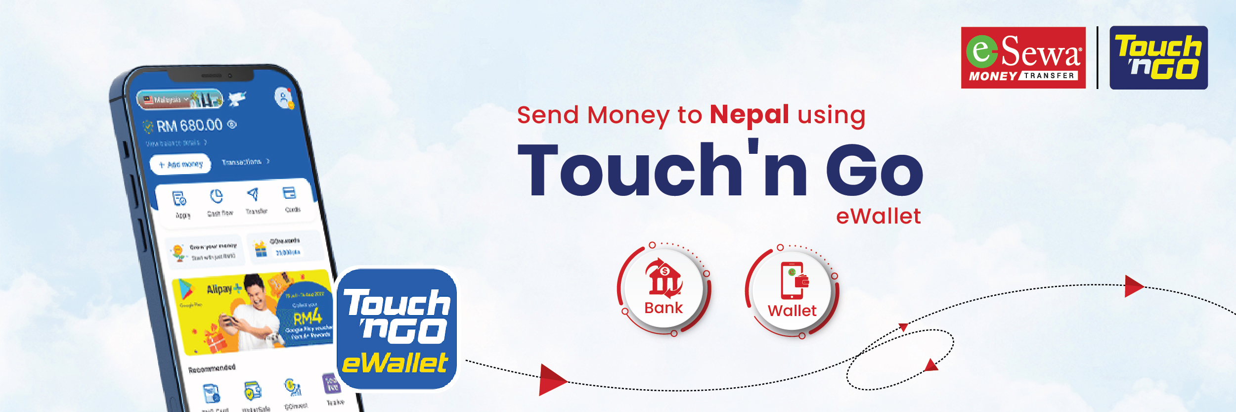 Send Money from Malaysia to Nepal Via Touch ‘n Go eWallet - Banner Image